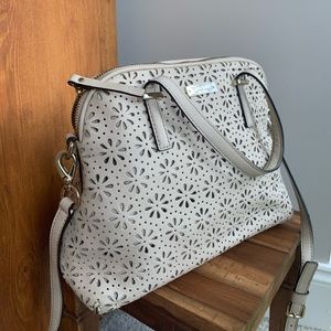 Kate Spade Beige Floral Leather Bag Long strap